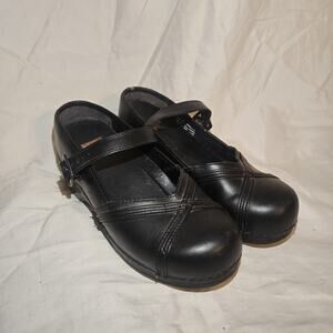 DANSKO XP Black Leather Mary Jane Clogs EUR 38 US 7.5 nurse